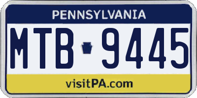 PA license plate MTB9445