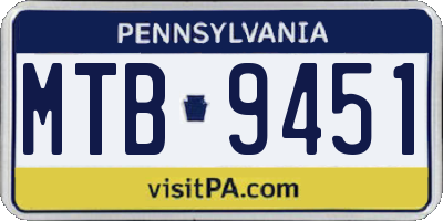 PA license plate MTB9451
