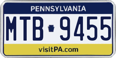 PA license plate MTB9455