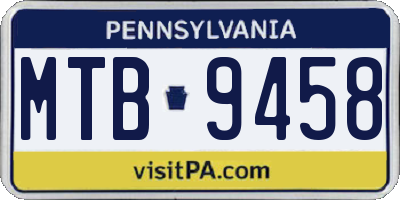 PA license plate MTB9458