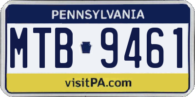 PA license plate MTB9461