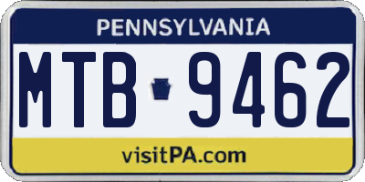 PA license plate MTB9462