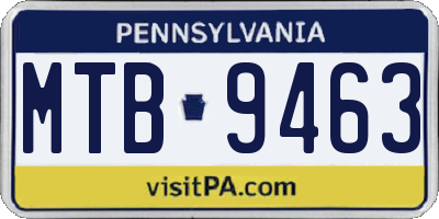 PA license plate MTB9463