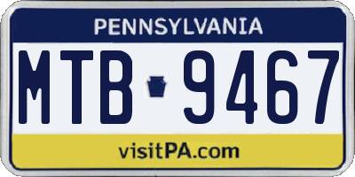 PA license plate MTB9467