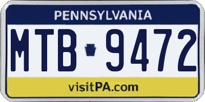 PA license plate MTB9472