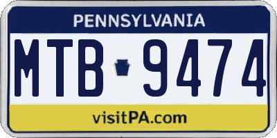 PA license plate MTB9474