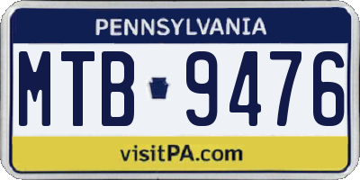 PA license plate MTB9476