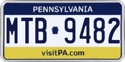 PA license plate MTB9482