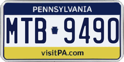 PA license plate MTB9490