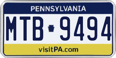 PA license plate MTB9494