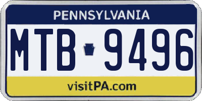 PA license plate MTB9496