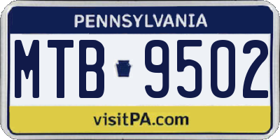 PA license plate MTB9502