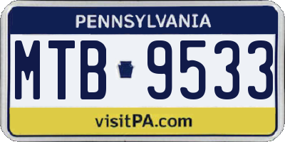 PA license plate MTB9533