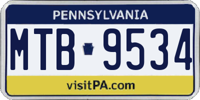 PA license plate MTB9534