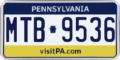 PA license plate MTB9536
