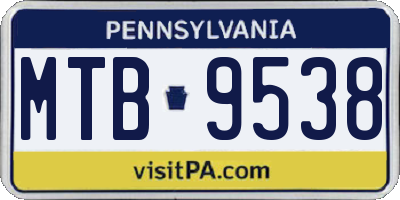 PA license plate MTB9538