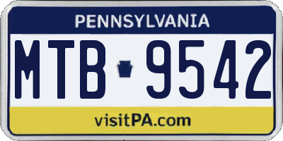 PA license plate MTB9542