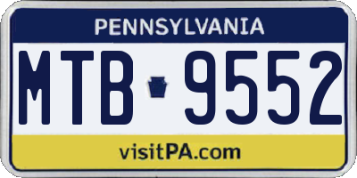 PA license plate MTB9552