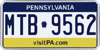 PA license plate MTB9562