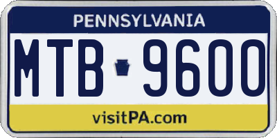 PA license plate MTB9600