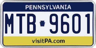 PA license plate MTB9601
