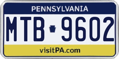 PA license plate MTB9602
