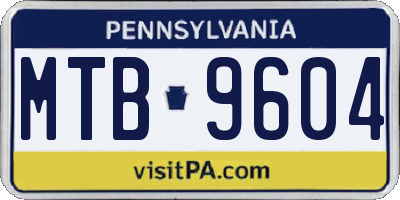 PA license plate MTB9604