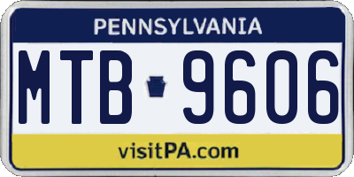 PA license plate MTB9606