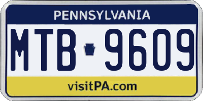 PA license plate MTB9609
