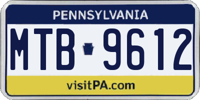 PA license plate MTB9612