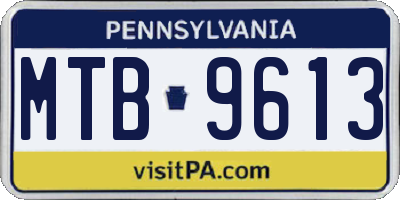 PA license plate MTB9613
