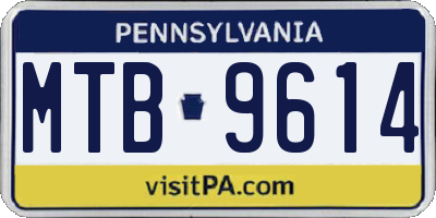 PA license plate MTB9614