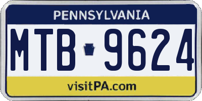 PA license plate MTB9624