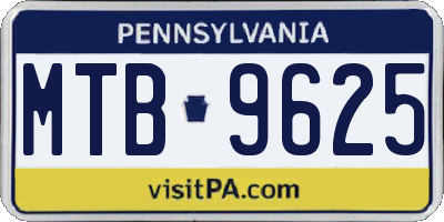 PA license plate MTB9625