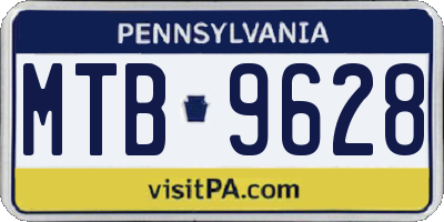 PA license plate MTB9628