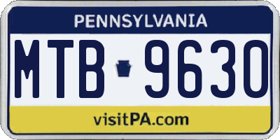PA license plate MTB9630