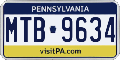 PA license plate MTB9634
