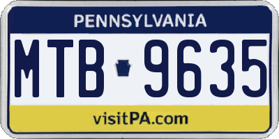 PA license plate MTB9635