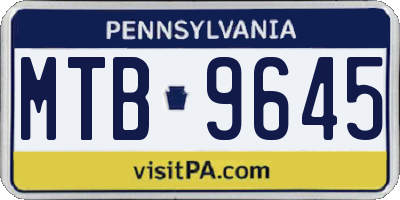 PA license plate MTB9645