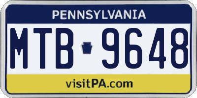 PA license plate MTB9648