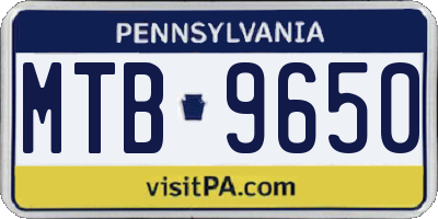 PA license plate MTB9650