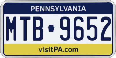 PA license plate MTB9652