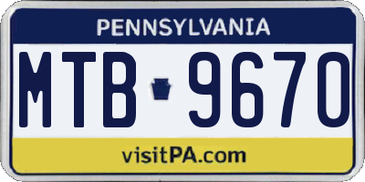 PA license plate MTB9670