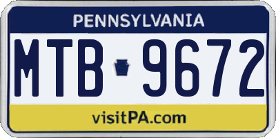 PA license plate MTB9672