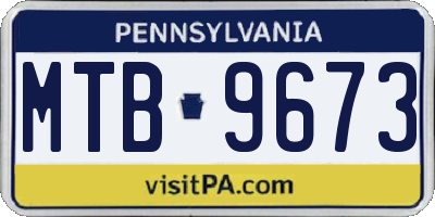 PA license plate MTB9673