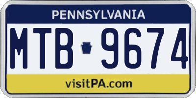PA license plate MTB9674