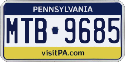 PA license plate MTB9685