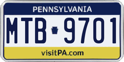 PA license plate MTB9701