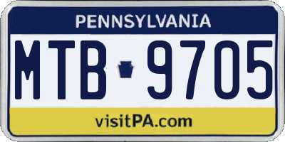 PA license plate MTB9705