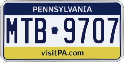 PA license plate MTB9707